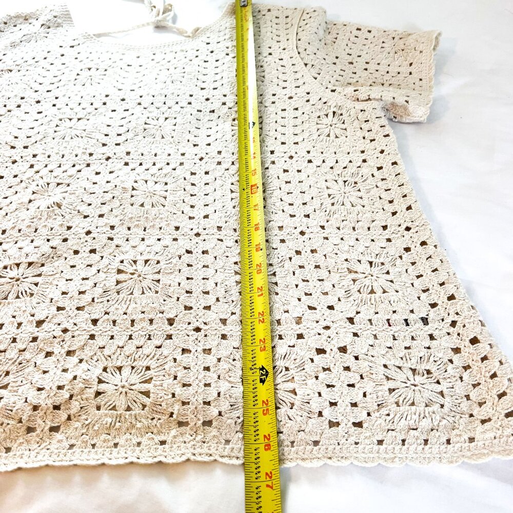 NEW Fat Face Patchwork Crochet Cream Short Sleeve Top Size 14 - Picture 12 of 14